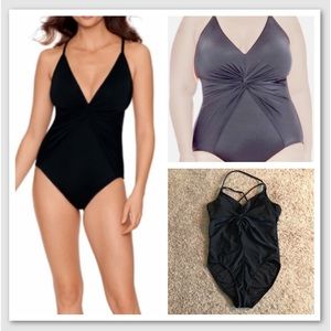 Time and Tru Women's Plus Black Twist Knot One Piece Swimsuit Size Large 12-14